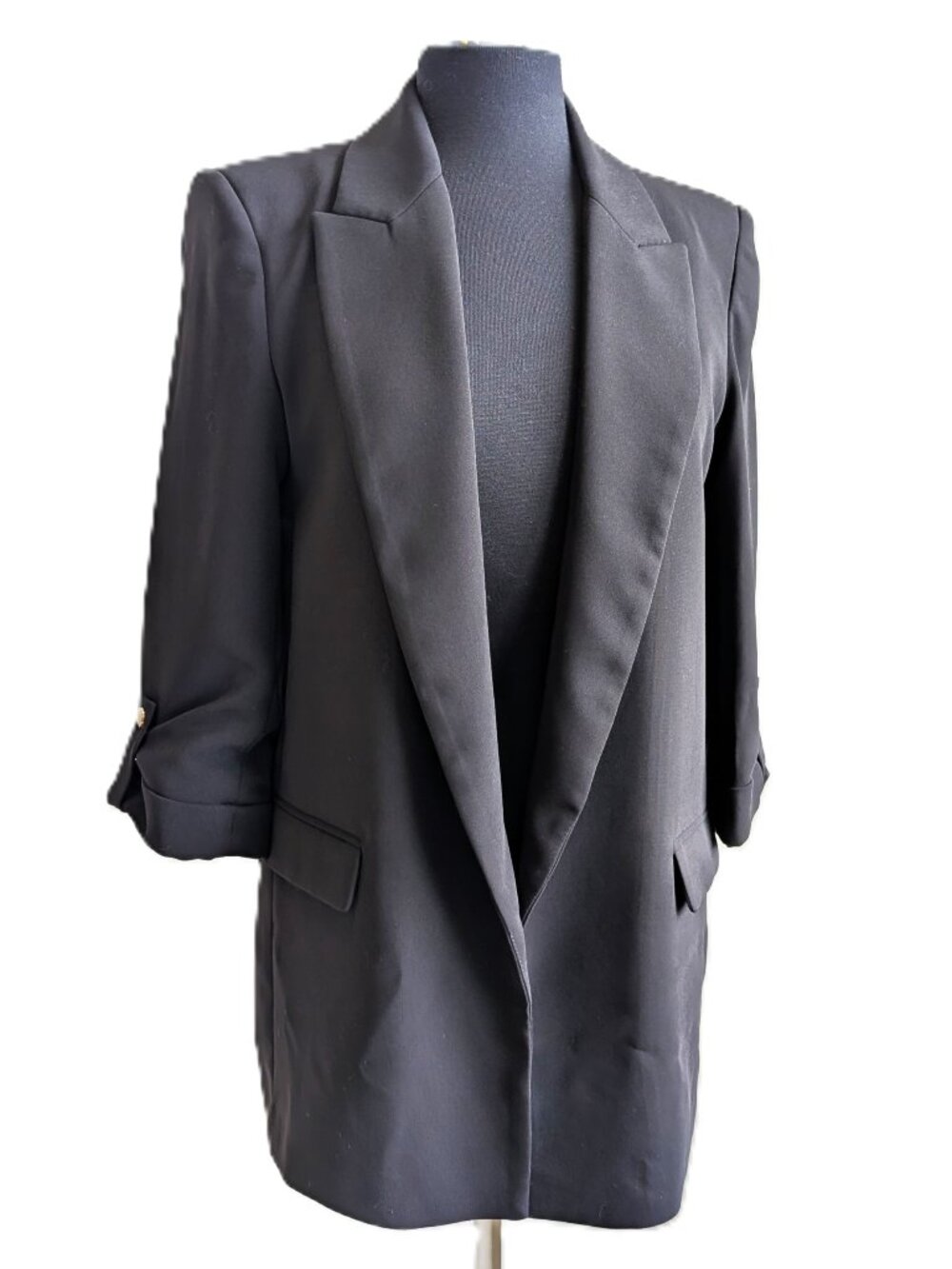 Zara Black Open-Front Blazer | Size M
